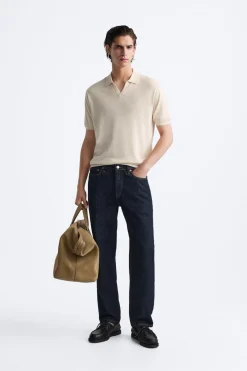 ZARA Camisola / Casacos|Polos^POLO DE MALHA MISTURA COM LIOCEL Baunilha