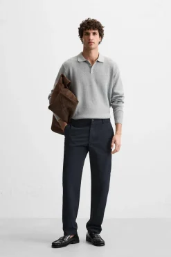 ZARA Camisola / Casacos|Polos^POLO DE MALHA PEROLADA Cinzento-vigoré