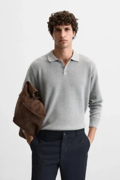 ZARA Camisola / Casacos|Polos^POLO DE MALHA PEROLADA Cinzento-vigoré
