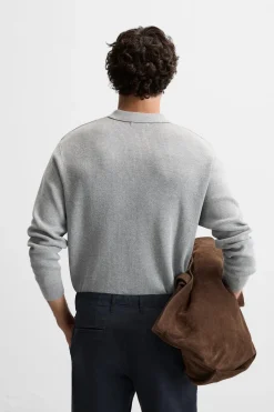 ZARA Camisola / Casacos|Polos^POLO DE MALHA PEROLADA Cinzento-vigoré