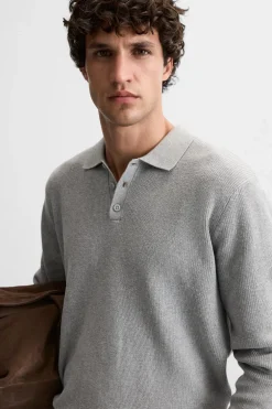 ZARA Camisola / Casacos|Polos^POLO DE MALHA PEROLADA Cinzento-vigoré