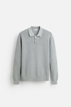 ZARA Camisola / Casacos|Polos^POLO DE MALHA PEROLADA Cinzento-vigoré
