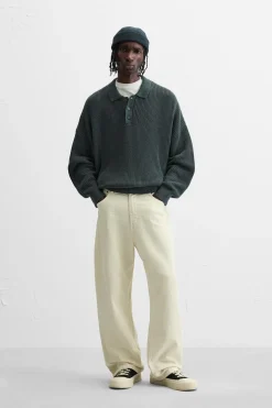 ZARA Camisola / Casacos|Polos^POLO DE MALHA PEROLADA Verde-pato