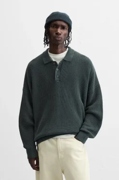 ZARA Camisola / Casacos|Polos^POLO DE MALHA PEROLADA Verde-pato