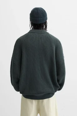 ZARA Camisola / Casacos|Polos^POLO DE MALHA PEROLADA Verde-pato