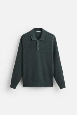 ZARA Camisola / Casacos|Polos^POLO DE MALHA PEROLADA Verde-pato
