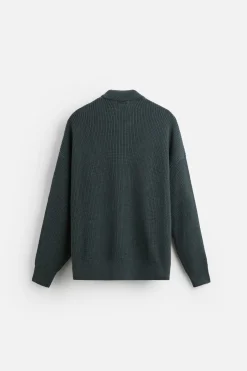 ZARA Camisola / Casacos|Polos^POLO DE MALHA PEROLADA Verde-pato