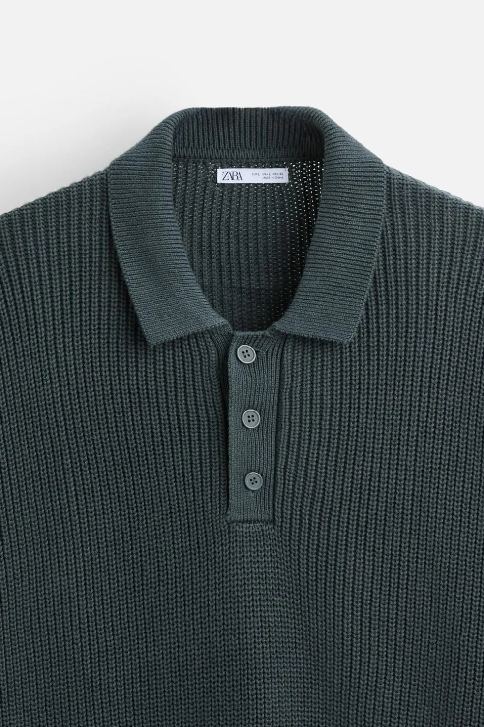 ZARA Camisola / Casacos|Polos^POLO DE MALHA PEROLADA Verde-pato