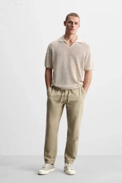 ZARA Camisola / Casacos|Polos^POLO DE MALHA RENDILHADA Bege-claro