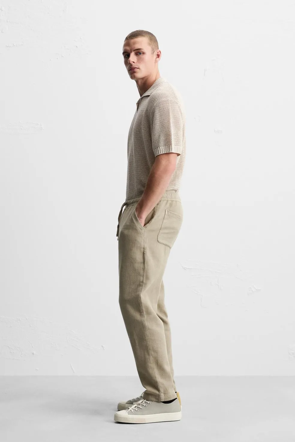 ZARA Camisola / Casacos|Polos^POLO DE MALHA RENDILHADA Bege-claro