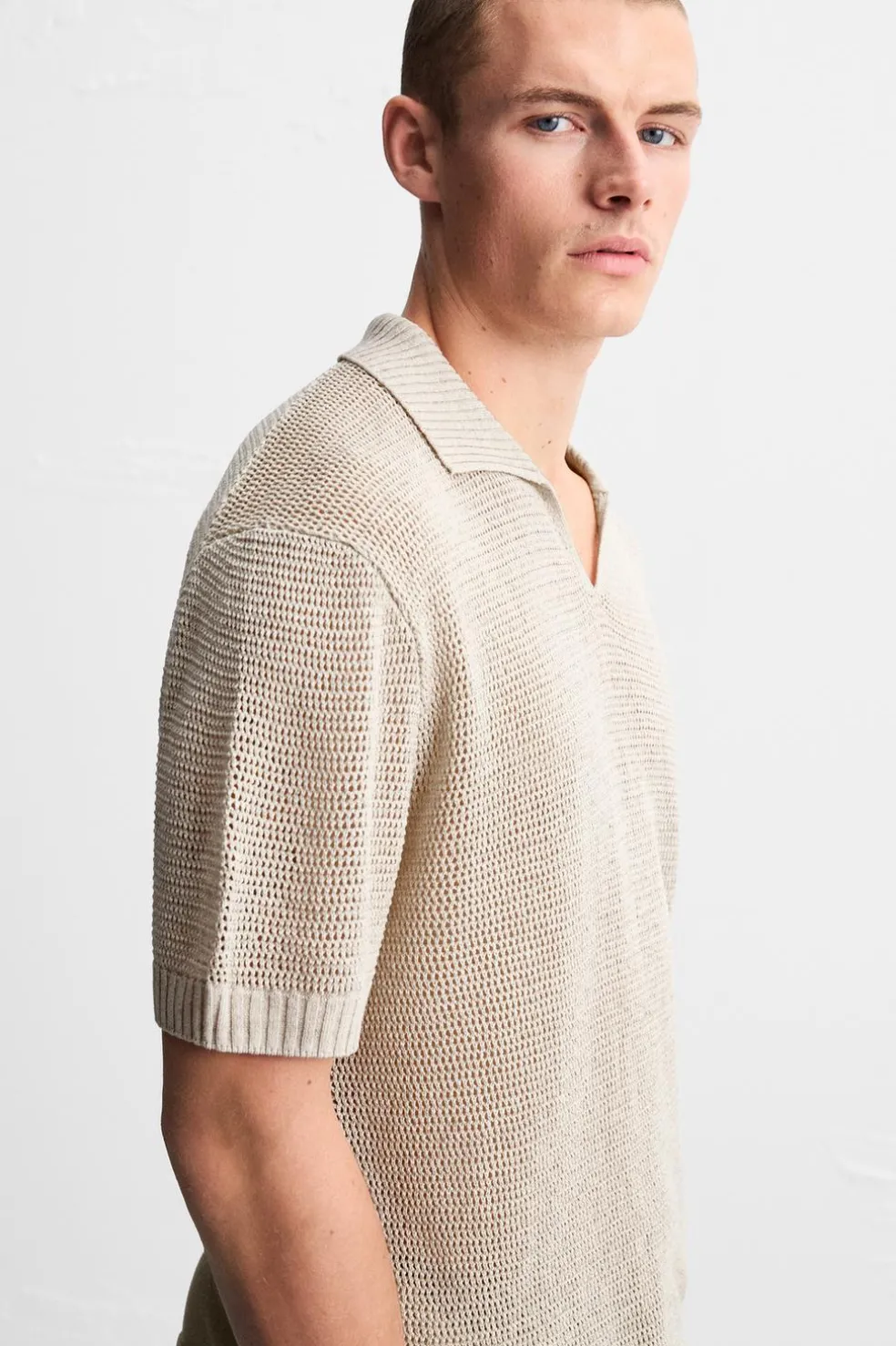 ZARA Camisola / Casacos|Polos^POLO DE MALHA RENDILHADA Bege-claro