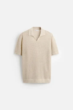 ZARA Camisola / Casacos|Polos^POLO DE MALHA RENDILHADA Bege-claro