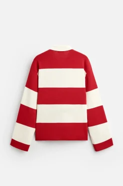 ZARA Camisola / Casacos|Polos^POLO DE MALHA ÀS RISCAS Vermelho