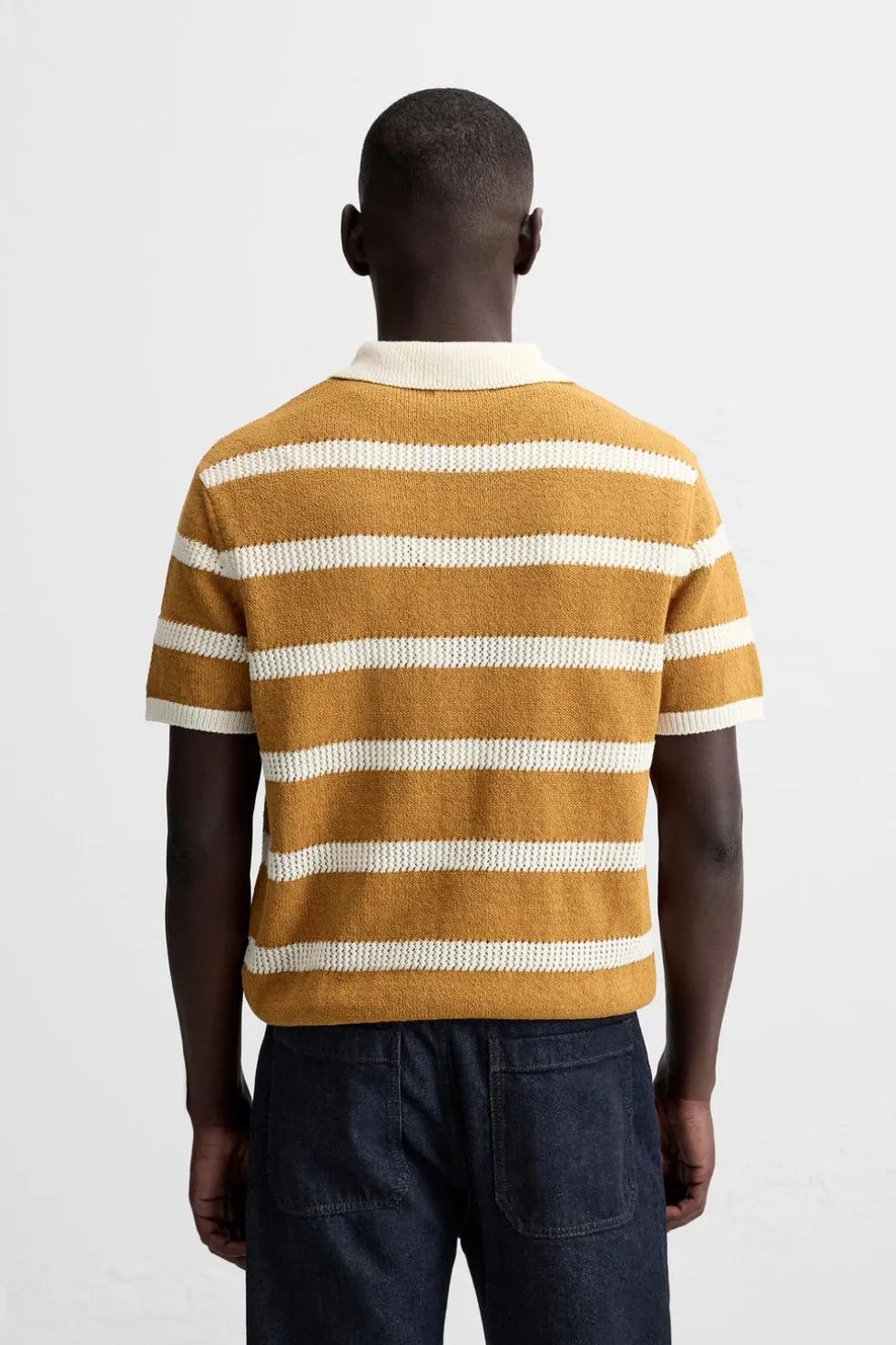 ZARA Camisola / Casacos|Polos^POLO DE MALHA ÀS RISCAS Mostarda