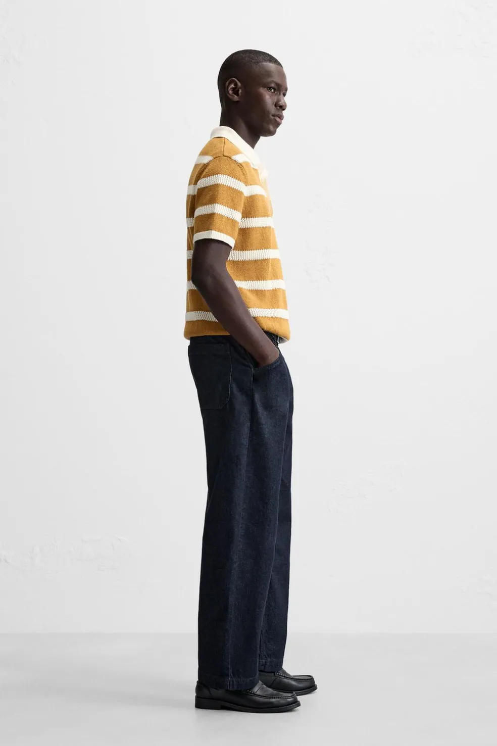 ZARA Camisola / Casacos|Polos^POLO DE MALHA ÀS RISCAS Mostarda