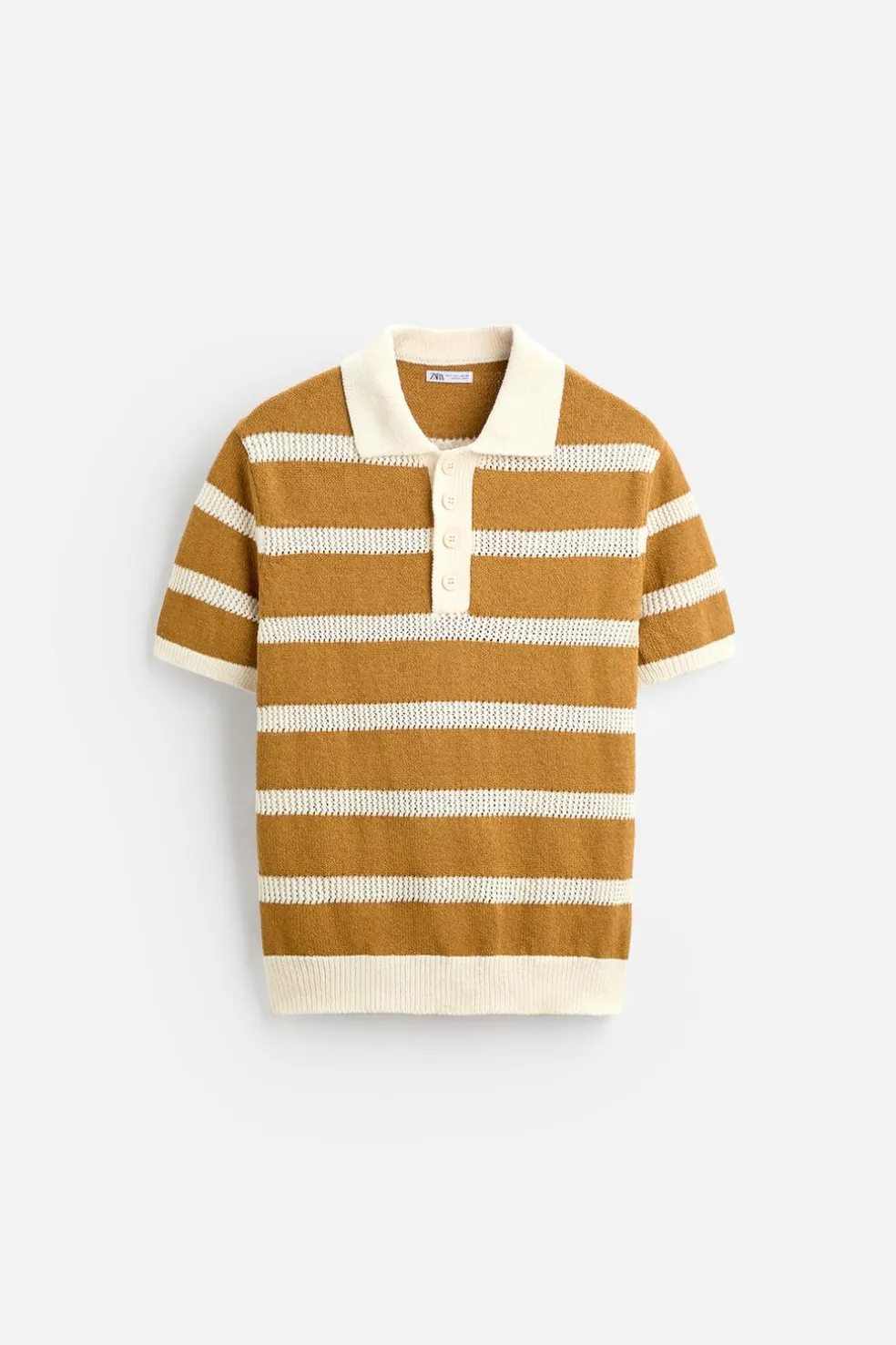 ZARA Camisola / Casacos|Polos^POLO DE MALHA ÀS RISCAS Mostarda