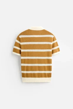 ZARA Camisola / Casacos|Polos^POLO DE MALHA ÀS RISCAS Mostarda