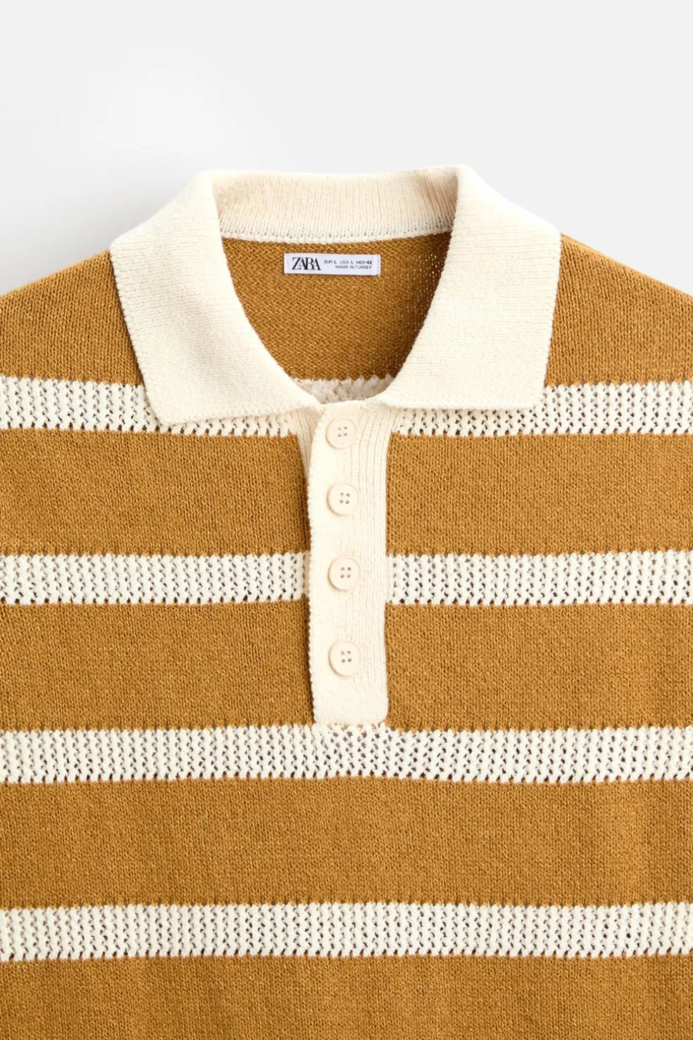 ZARA Camisola / Casacos|Polos^POLO DE MALHA ÀS RISCAS Mostarda