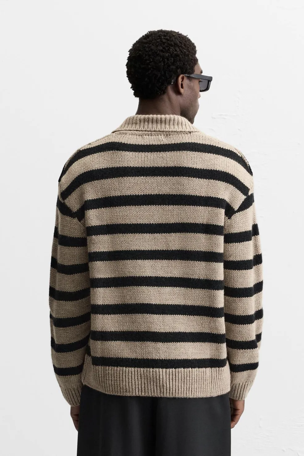 ZARA Camisola / Casacos|Polos^POLO DE MALHA ÀS RISCAS Bege-escuro
