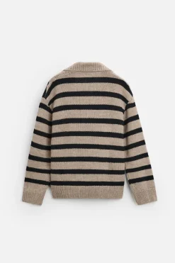 ZARA Camisola / Casacos|Polos^POLO DE MALHA ÀS RISCAS Bege-escuro