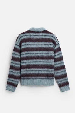 ZARA Camisola / Casacos|Polos^POLO DE MALHA ÀS RISCAS ESCOVADO Azul-água