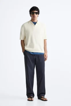 ZARA Camisola / Casacos|Polos^POLO DE MALHA TEXTURIZADA Branco-marfim
