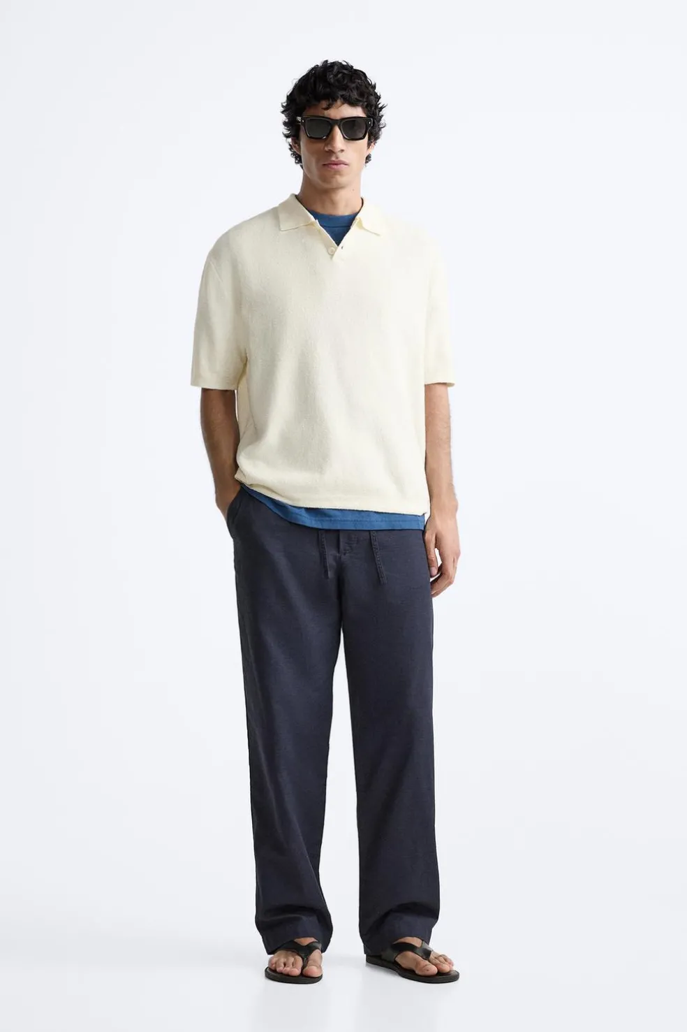 ZARA Camisola / Casacos|Polos^POLO DE MALHA TEXTURIZADA Branco-marfim