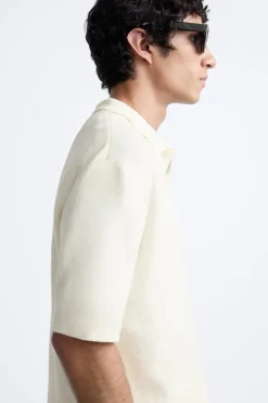 ZARA Camisola / Casacos|Polos^POLO DE MALHA TEXTURIZADA Branco-marfim