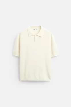 ZARA Camisola / Casacos|Polos^POLO DE MALHA TEXTURIZADA Branco-marfim