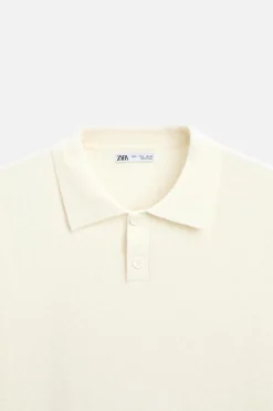 ZARA Camisola / Casacos|Polos^POLO DE MALHA TEXTURIZADA Branco-marfim