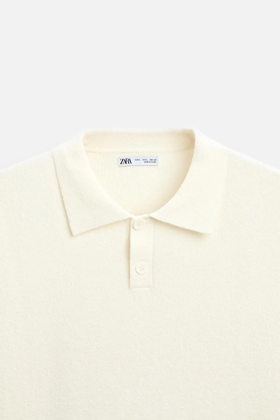 ZARA Camisola / Casacos|Polos^POLO DE MALHA TEXTURIZADA Branco-marfim