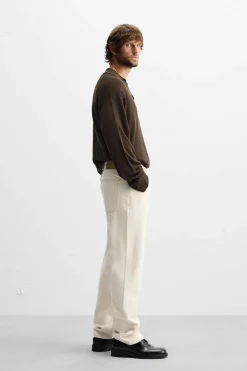 ZARA Camisola / Casacos|Polos^POLO DE MALHA VISCOSE - ALGODÃO Chocolate