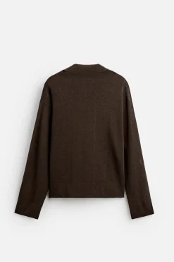 ZARA Camisola / Casacos|Polos^POLO DE MALHA VISCOSE - ALGODÃO Chocolate