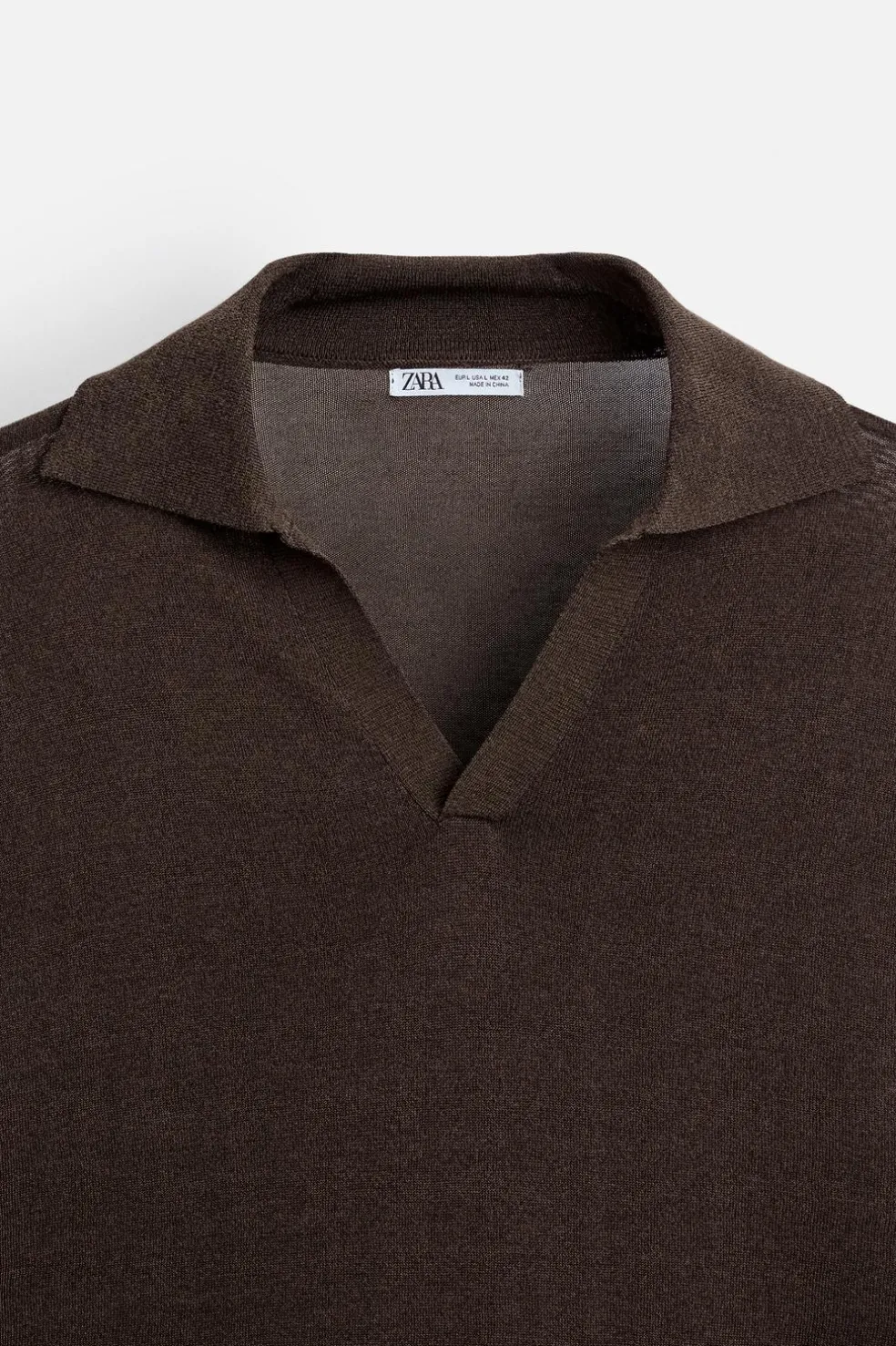 ZARA Camisola / Casacos|Polos^POLO DE MALHA VISCOSE - ALGODÃO Chocolate
