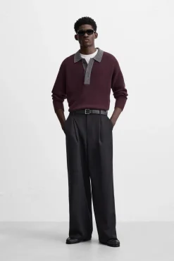 ZARA Camisola / Casacos|Polos^POLO EM MALHA COM VISCOSE Borgonha