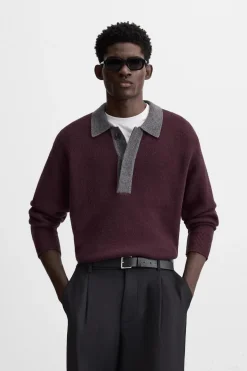 ZARA Camisola / Casacos|Polos^POLO EM MALHA COM VISCOSE Borgonha