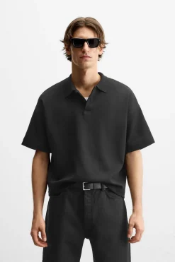 ZARA T-Shirts|Polos^POLO INTERLOCK REGULAR FIT Preto
