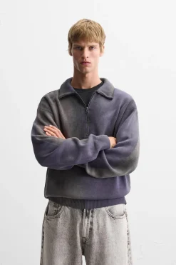 ZARA Camisola / Casacos|Polos^POLO MALHA ESTRUTURADA LAVADA Roxo