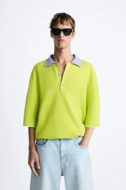 ZARA Camisola / Casacos|Polos^POLO OVERSIZE CONTRASTE Verde