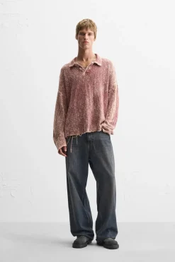 ZARA Camisola / Casacos|Polos^POLO PONTO LAVADO Vermelho