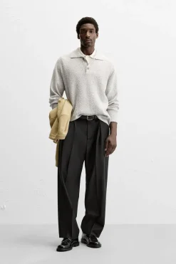 ZARA Camisola / Casacos|Polos^POLO TEXTURA BOUCLÉ Cinzento