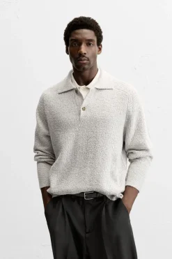 ZARA Camisola / Casacos|Polos^POLO TEXTURA BOUCLÉ Cinzento
