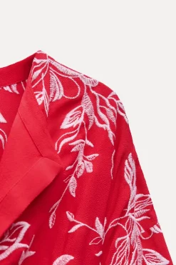 ZARA Blusões|Vestidos^QUIMONO ESTAMPADO COM BORDADOS Vermelho