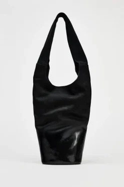 ZARA Malas^SACO CILÍNDRICO DEGRADÊ EM PELE Preto