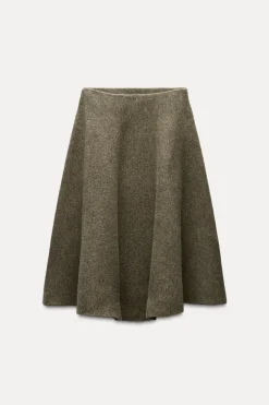 ZARA Winter Layersnew|Saias / Calções^SAIA DE MALHA EVASÉ COM LÃ Castanho / Toupeira