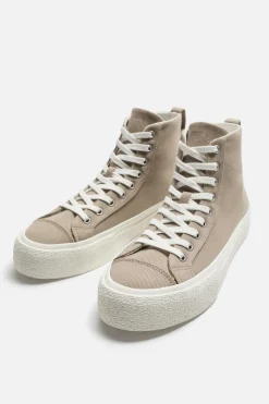 ZARA Desportivos|Sapatos^SAPATILHA ABOTINADA DE TECIDO Bege