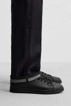 ZARA Desportivos|Sapatos^SAPATILHA DE PELE COM CORDÕES Preto