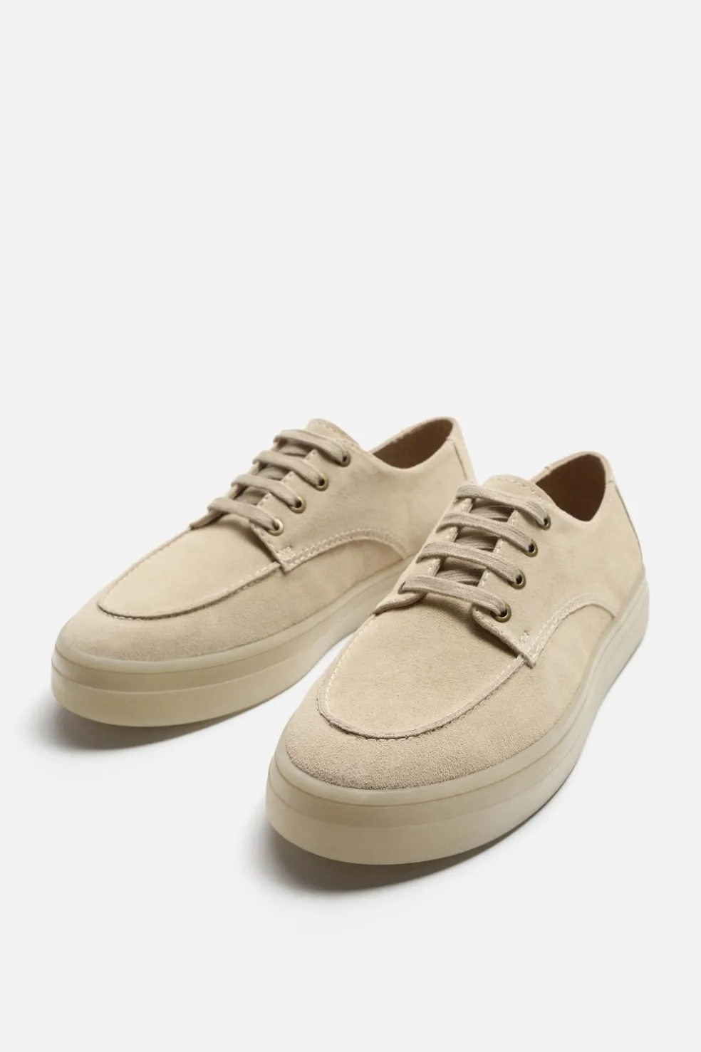 ZARA Desportivos|Sapatos^SAPATILHA EM PELE CASUAL Castanho-areia