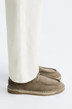 ZARA Sapatos^SAPATO DE JUTA E PELE Cinzento-toupeira