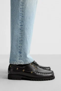 ZARA Pele|Sapatos^SAPATO DE PELE NÁUTICO Preto
